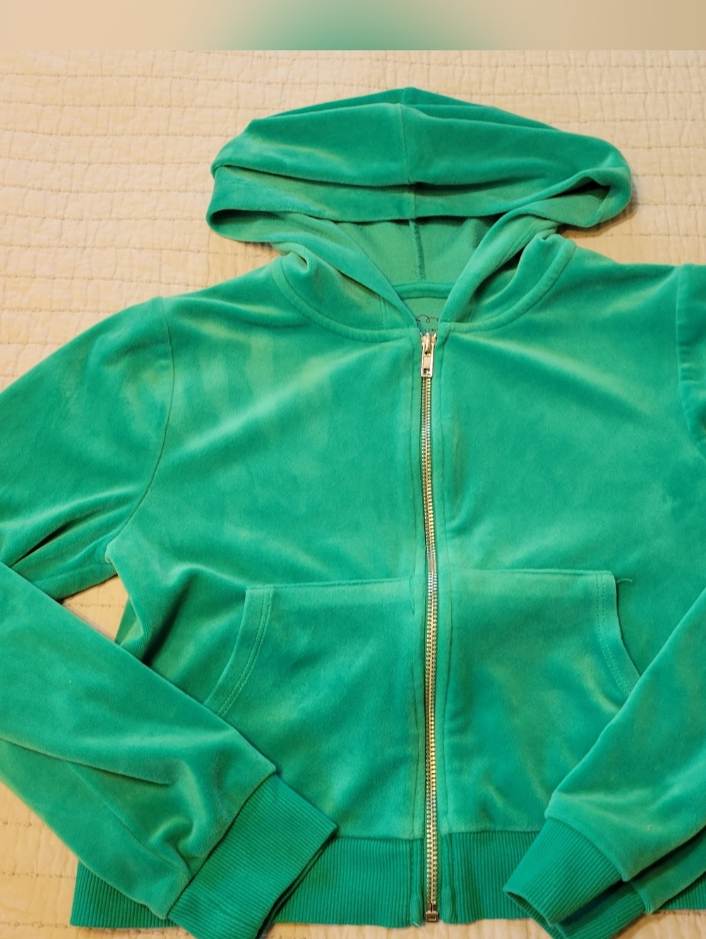 All In Motion Kids Velvet Zip-Up Hoodie Jacket - Turquoise Green